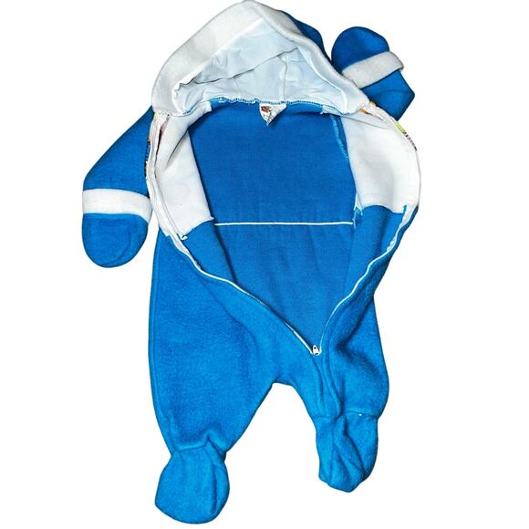 Vintage Disney Winnie the Pooh with balloons bear blue one piece footed hood PJ - Picture 3 of 8